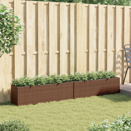 Vidaxl plantenbakken met 3 potten 2 st 105x30x32 cm poly rattan bruin