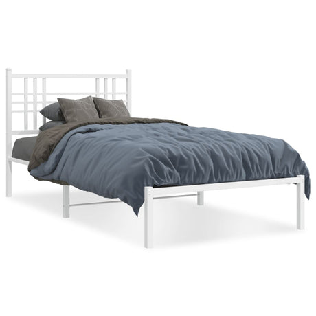 Vidaxl bedframe met hoofdbord metaal wit 100x190 cm