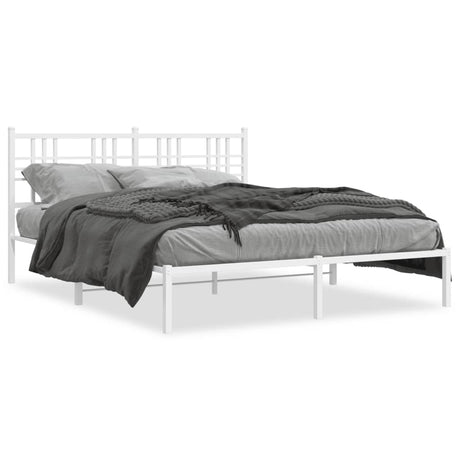Vidaxl bedframe met hoofdbord metaal wit 150x200 cm