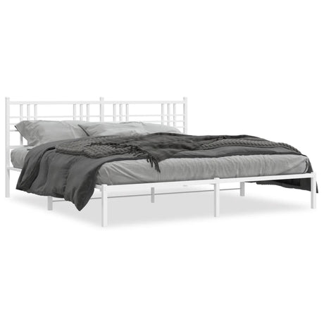 Vidaxl bedframe met hoofdbord metaal wit 193x203 cm