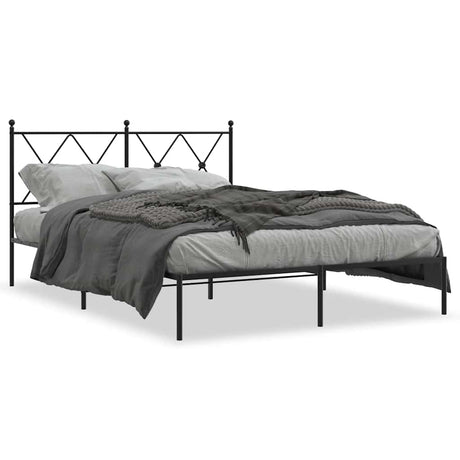 Vidaxl bedframe met hoofdbord metaal zwart 140x190 cm
