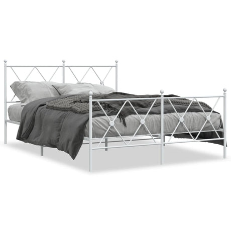 Vidaxl bedframe met hoofd- en voeteneinde metaal wit 137x190 cm