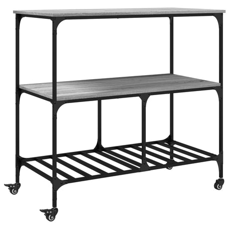 Vidaxl keukentrolley 100x50x95 cm bewerkt hout grijs sonoma eikenkleur