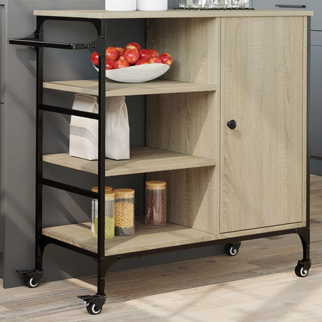 Vidaxl keukentrolley 87,5x38,5x84,5 cm bewerkt hout sonoma eikenkleur