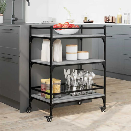 Vidaxl keukentrolley 65x40x86,5 cm bewerkt hout grijs sonoma eiken