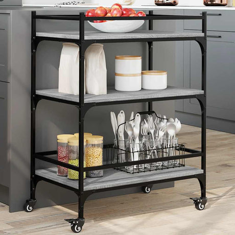 Vidaxl keukentrolley 65x40x86,5 cm bewerkt hout grijs sonoma eiken