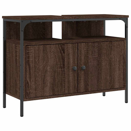 Vidaxl wastafelkast 80x30x60 cm bewerkt hout bruin eikenkleurig