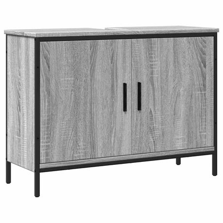 Vidaxl wastafelkast 80x30x60 cm bewerkt hout grijs sonoma eikenkleurig