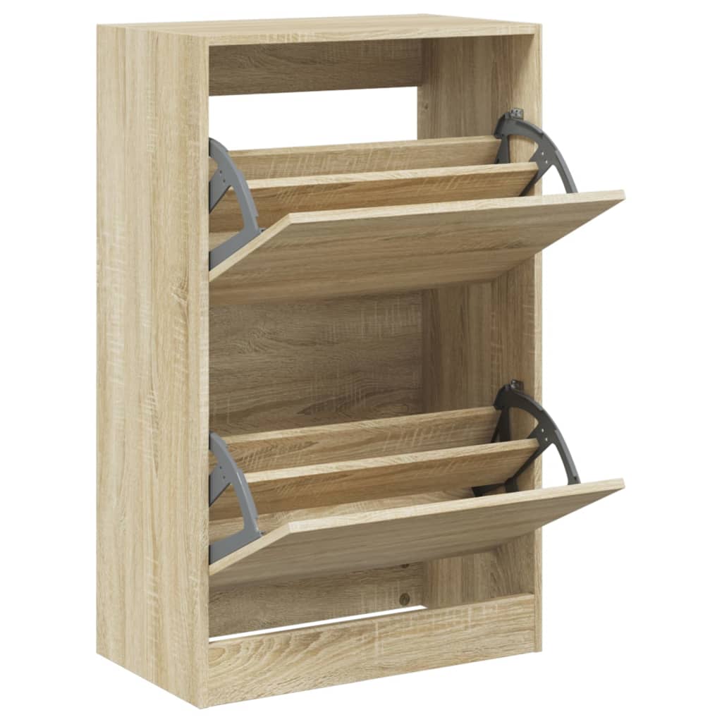 Vidaxl schoenenkast 60x34x96,5 cm bewerkt hout sonoma eikenkleurig