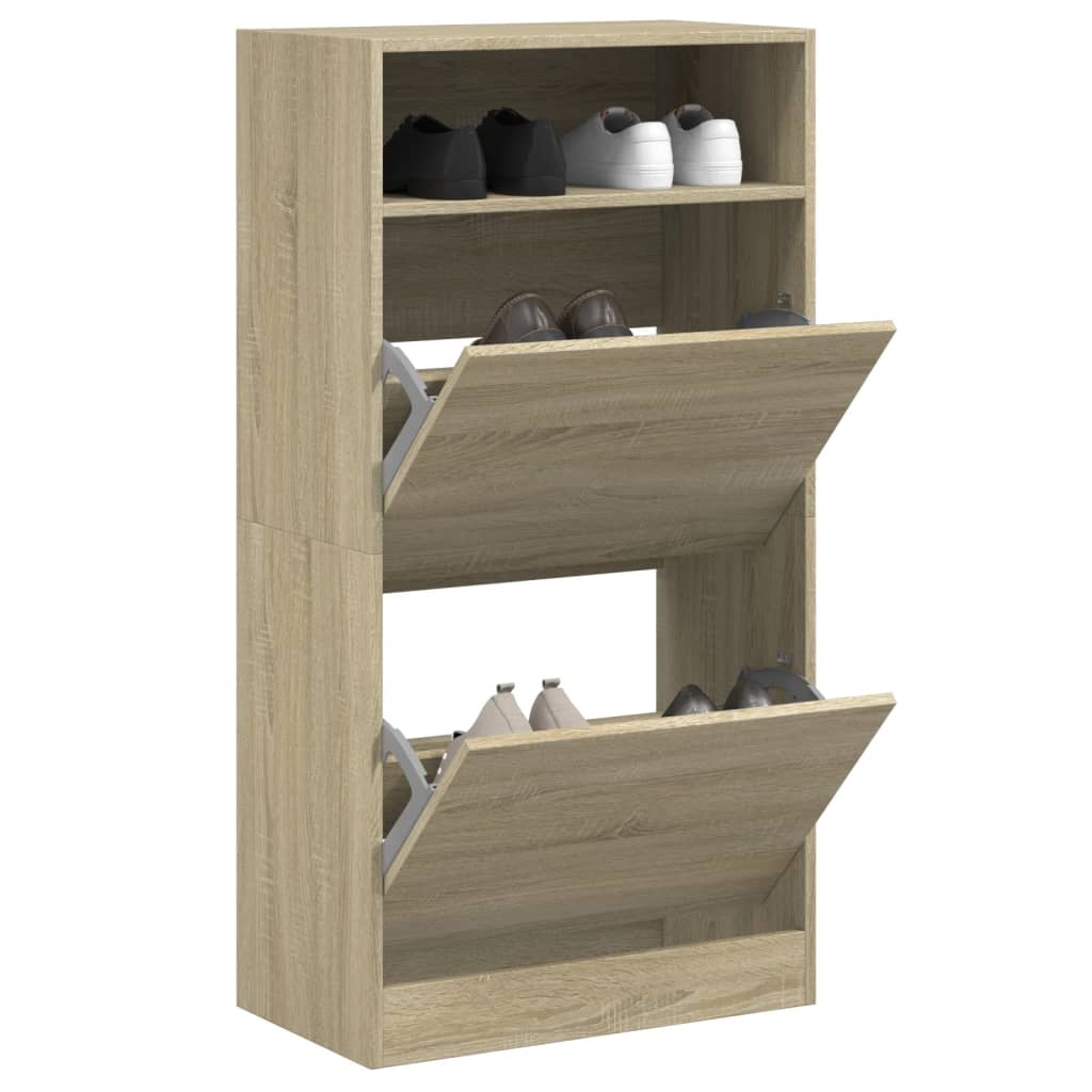 Vidaxl schoenenkast 60x34x116 cm bewerkt hout sonoma eikenkleurig