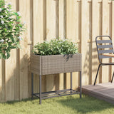 Vidaxl plantenbak met schap poly rattan grijs