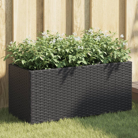 Vidaxl plantenbak met 2 potten 72x30x32 cm poly rattan zwart