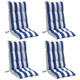Vidaxl stoelkussens 4 st hoge rug gestreept oxford stof wit en blauw