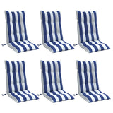 Vidaxl stoelkussens 6 st hoge rug gestreept stof oxford wit en blauw