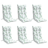 Vidaxl stoelkussens 6 st hoge rug bladpatroon oxford stof