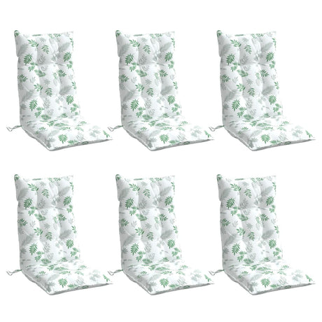 Vidaxl stoelkussens 6 st hoge rug bladpatroon oxford stof