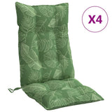 Vidaxl stoelkussens 4 st hoge rug bladpatroon oxford stof