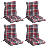 Vidaxl stoelkussens 4 st lage rug ruitpatroon oxford stof rood