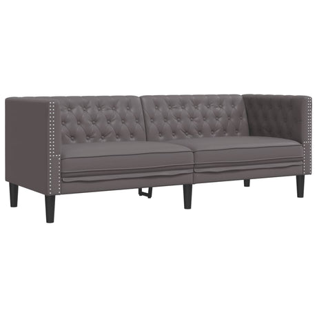 Vidaxl driezitsbank chesterfield-stijl kunstleer grijs