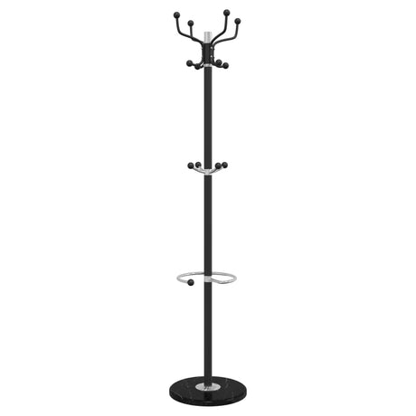 Vidaxl kapstok met parapluhouder 180 cm gepoedercoat ijzer zwart