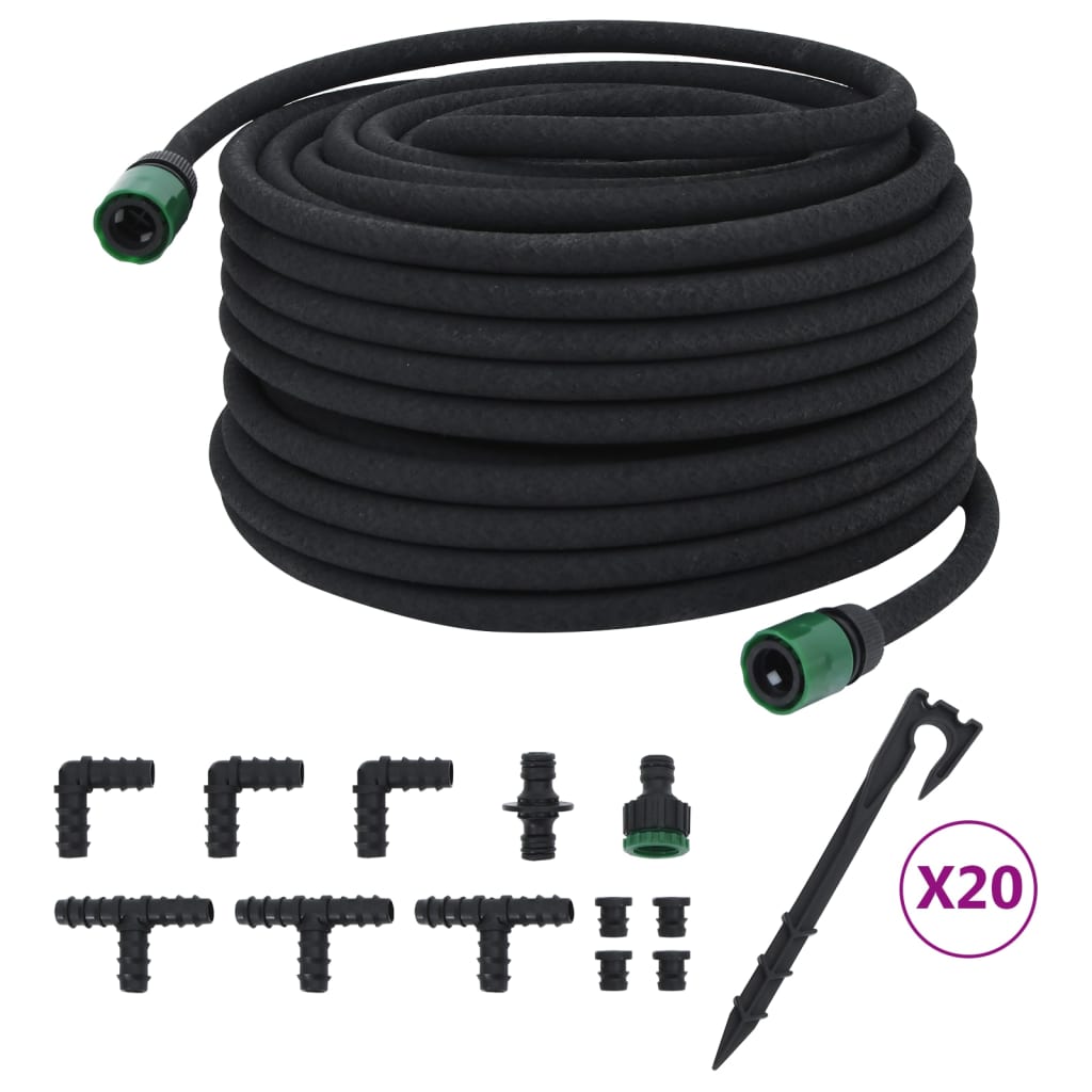 VidaXL Druppelslang 0,6'' 50 m rubber zwart