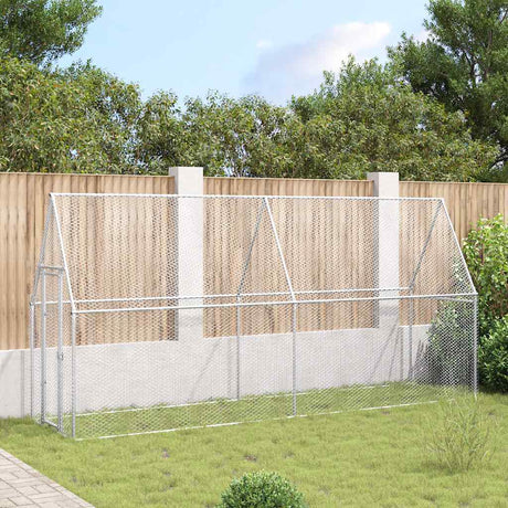 Vidaxl kippenhok 400x100x190 cm gegalvaniseerd staal zilverkleurig
