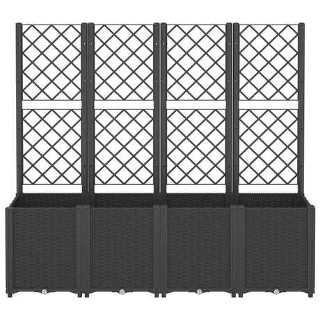 Vidaxl plantenbak met latwerk 160x40x140 cm polypropeen zwart