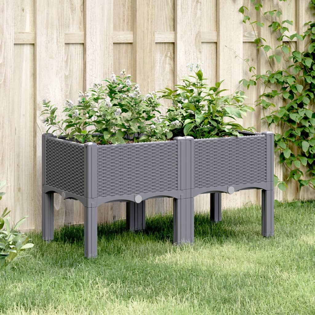 Vidaxl plantenbak met poten 80x40x42 cm polypropeen grijs