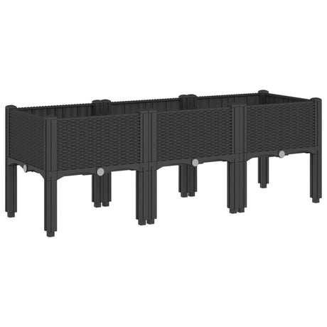 Vidaxl plantenbak met poten 120x40x42 cm polypropeen zwart