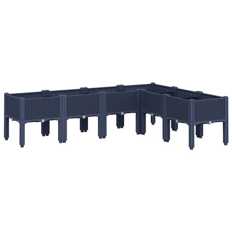 Vidaxl plantenbak met poten 160x120x42 cm polypropeen blauwgrijs