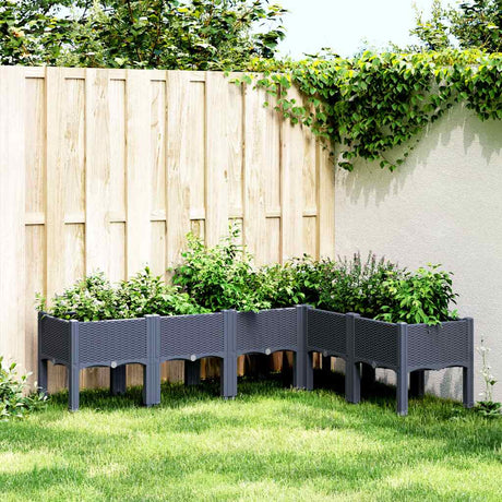 Vidaxl plantenbak met poten 160x120x42 cm polypropeen blauwgrijs