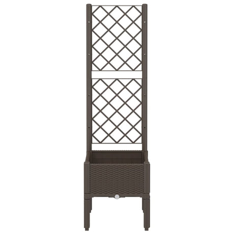 Vidaxl plantenbak met latwerk 40x40x142 cm polypropeen bruin