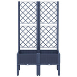 Vidaxl plantenbak met latwerk 80x40x142 cm polypropeen blauwgrijs