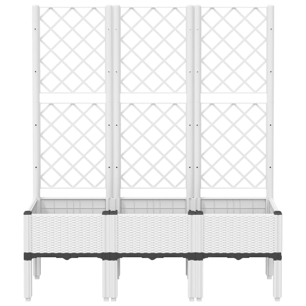 Vidaxl plantenbak met latwerk 120x40x142 cm polypropeen wit