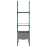 Vidaxl plantenbak met latwerk 40x40x142,5 cm polypropeen lichtgrijs