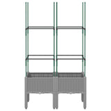 Vidaxl plantenbak met latwerk 80x40x142,5 cm polypropeen lichtgrijs