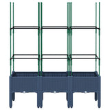 Vidaxl plantenbak met latwerk 120x40x142,5 cm polypropeen blauwgrijs