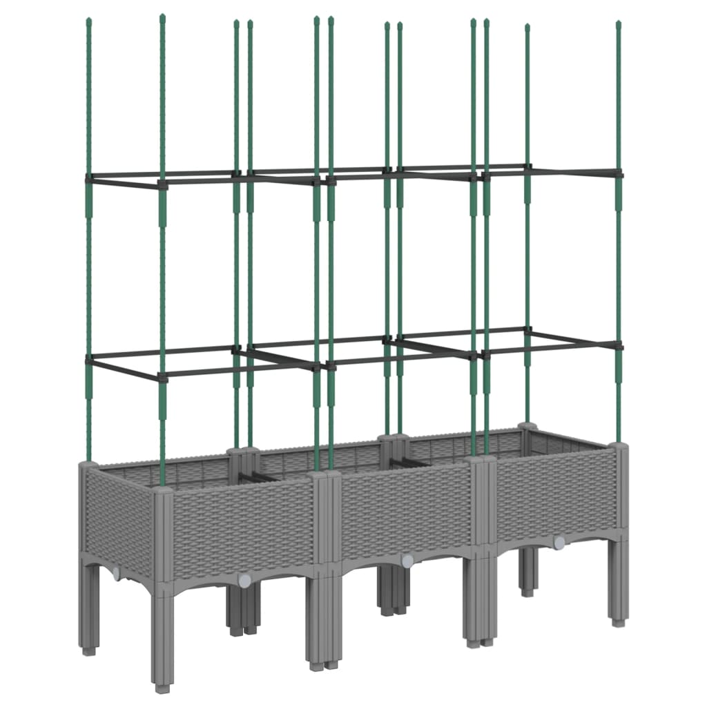 Vidaxl plantenbak met latwerk 120x40x142,5 cm polypropeen lichtgrijs