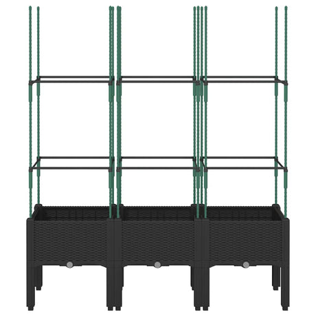 Vidaxl plantenbak met latwerk 120x40x142,5 cm polypropeen zwart