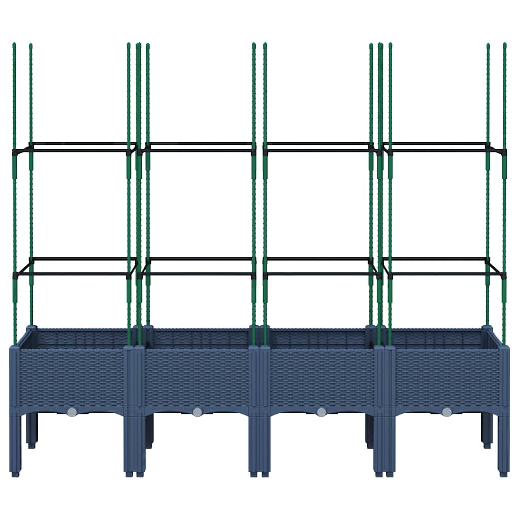 Vidaxl plantenbak met latwerk 160x40x142,5 cm polypropeen blauwgrijs