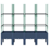 Vidaxl plantenbak met latwerk 160x40x142,5 cm polypropeen blauwgrijs