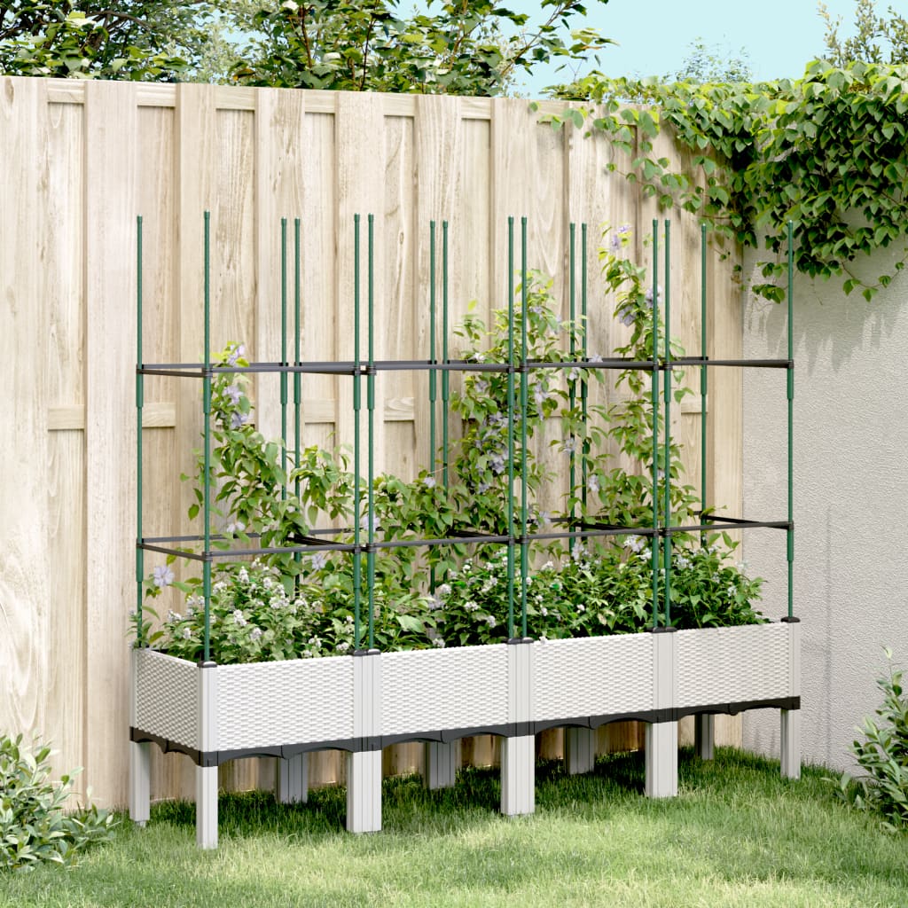 Vidaxl plantenbak met latwerk 160x40x142,5 cm polypropeen wit