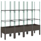 Vidaxl plantenbak met latwerk 160x40x142,5 cm polypropeen bruin