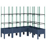 Vidaxl plantenbak met latwerk 160x120x142,5 cm polypropeen blauwgrijs