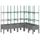 Vidaxl plantenbak met latwerk 160x120x142,5 cm polypropeen lichtgrijs