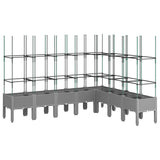 Vidaxl plantenbak met latwerk 200x160x142,5 cm polypropeen lichtgrijs