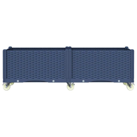 Vidaxl plantenbak met wielen 160x50x54 cm polypropeen blauwgrijs