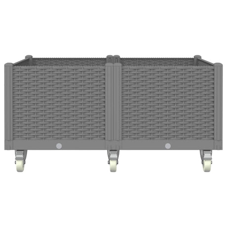 Vidaxl plantenbak met wielen 100x80x54 cm polypropeen lichtgrijs