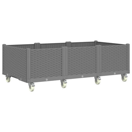 Vidaxl plantenbak met wielen 150x80x54 cm polypropeen lichtgrijs