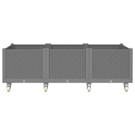 Vidaxl plantenbak met wielen 150x80x54 cm polypropeen lichtgrijs